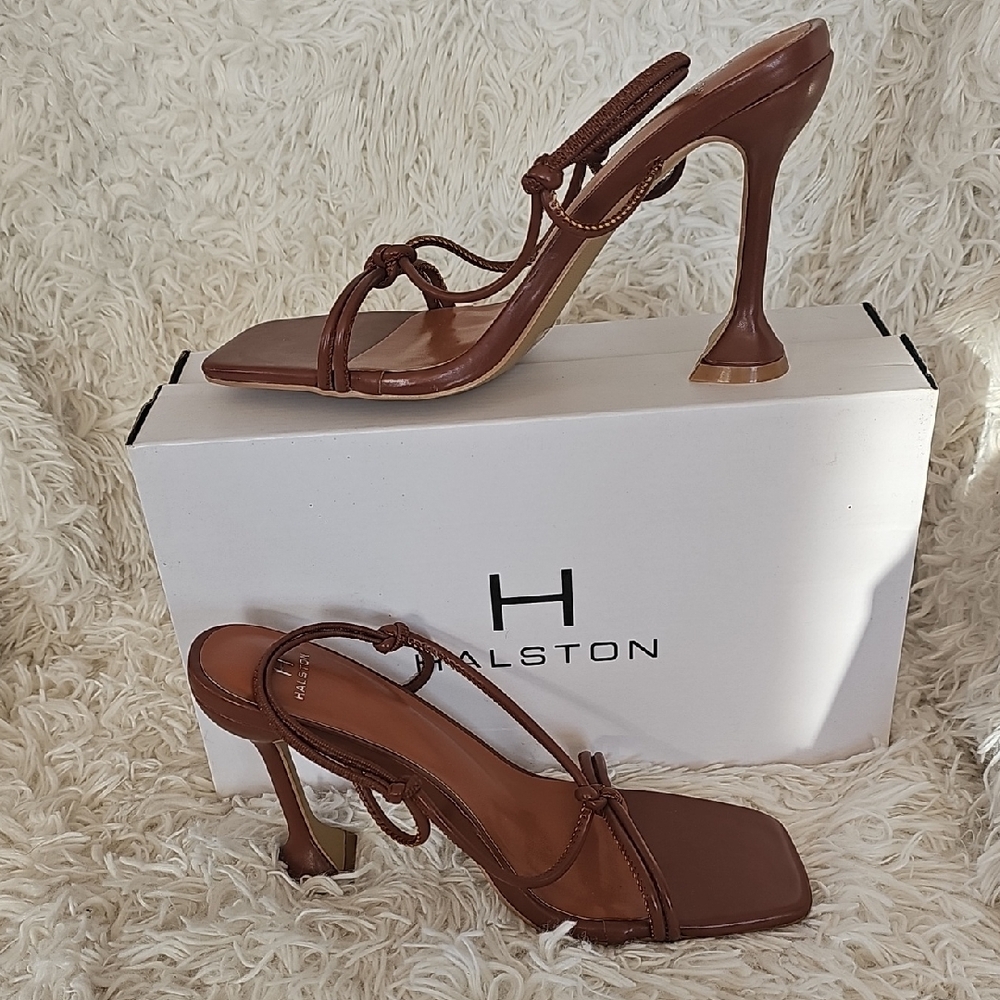 Halston Heritage Tan Strappy Heels